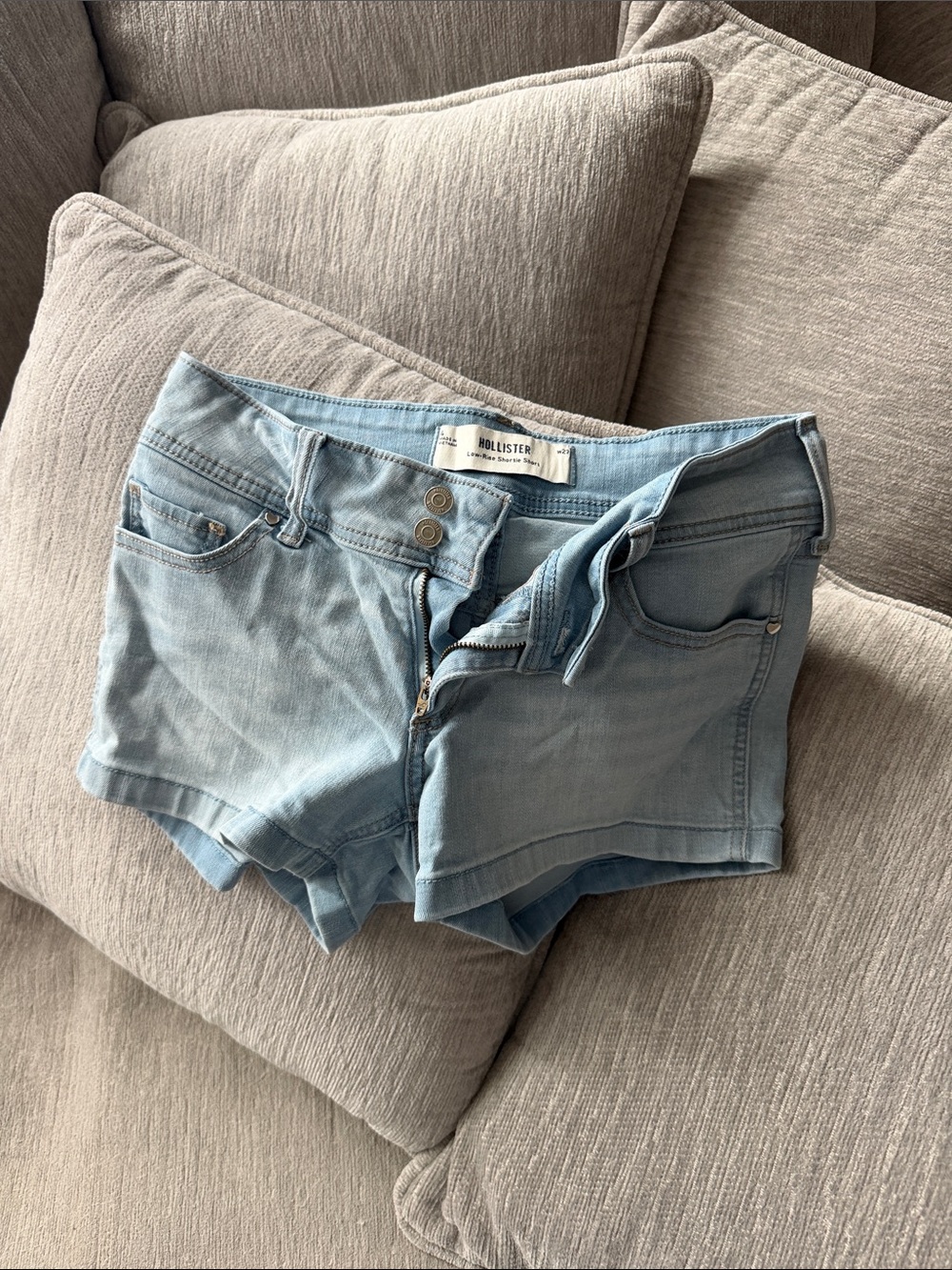 Hollister Light Blue Low-Rise Denim Shorts